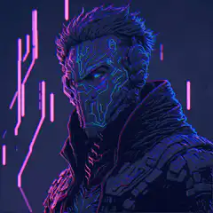 Cyberpunk man with glowing circuit face