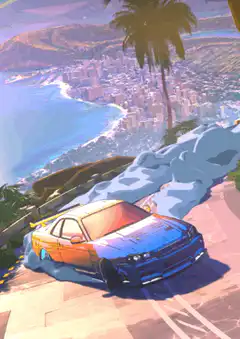 Nissan Skyline GT-R drifting on a coastal road