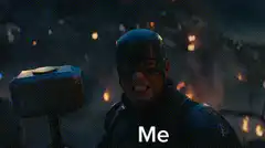 Captain America holding Mjolnir