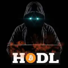 Hacker typing HODL with fire and lightning