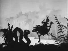 Silhouette ostrich running away