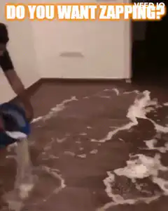 Man pours water on floor then zaps people