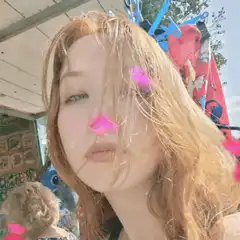 Girl with pink butterfly filter