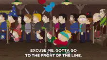 Cartman cuts the line on scooter