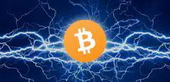 Bitcoin surrounded by lightning
