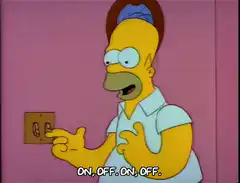 Homer Simpson flipping light switch on off
