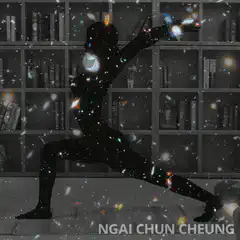 Woman doing yoga with galaxy silhouette