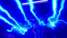 Man with blue lightning effects