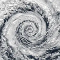Satellite view of a hurricane spinning