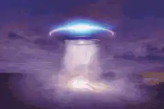 UFO beam with ghostly figure
