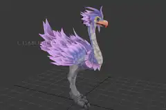 Purple 3D bird model animation