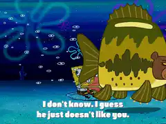 SpongeBob and Patrick fight over a drawing