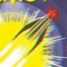 glitchy rocket flying through space