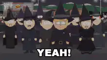 South Park boys in witch costumes yelling yeah