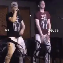 Me and Deuce dancing on stage
