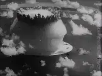 Black and white nuclear mushroom cloud