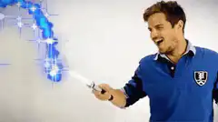 Man draws middle finger with magic wand