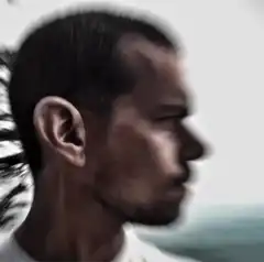 Man with giant ear