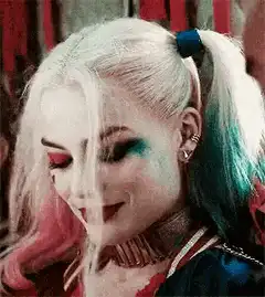 Harley Quinn looking down then up