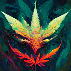 Colorful cannabis leaf dragon