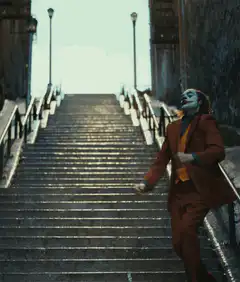 Joker dancing on stairs