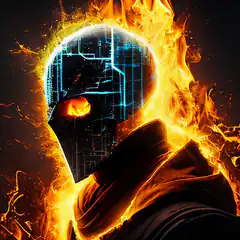 Cyberpunk flaming skull