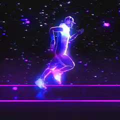 Neon silhouette running in cyberpunk style