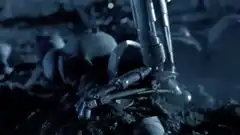 Terminator T-800 rises from battlefield