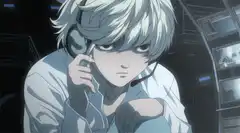 L from Death Note holding headset