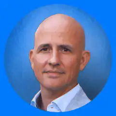 Bald man portrait glitch effect