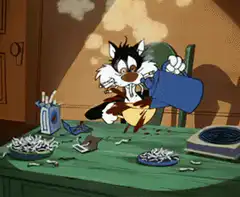Sylvester drinking coffee