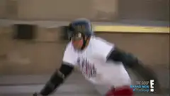 Man crashes through glass pane on skateboard