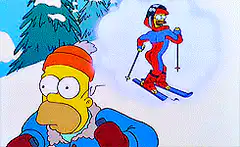 Homer Simpson watching a skier