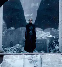 Daenerys walks with dragon