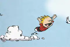 Calvin falling through the sky