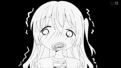 Anime girl with dizzy eyes and spinning mouth