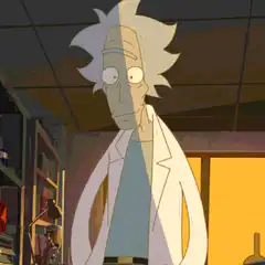 Rick Sanchez surrounded by portals