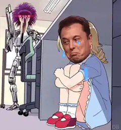Crying Elon Musk in anime outfit