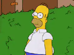 Homer Simpson fades into grass