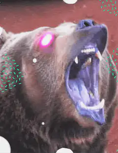Bear screaming with laser eyes