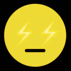 Yellow emoji with lightning eyes glitching
