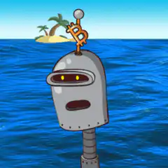 Robot with Bitcoin antenna in ocean