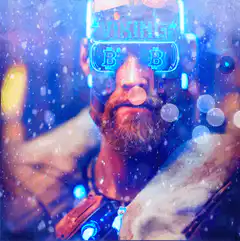 Bearded Viking with VR Headset in Snow
