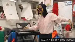 Lady Gaga dancing in a classroom