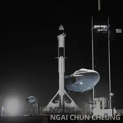 SpaceX Starship and Super Heavy at night