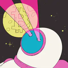 Astronaut looking at Bitcoin moon