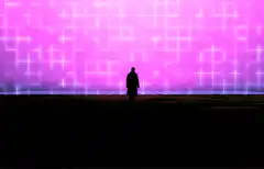 Silhouette against pink grid