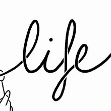 Hand writing the word life