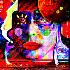 Psychedelic abstract face art