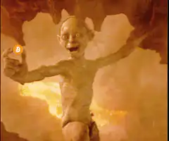 Gollum falls into lava with Bitcoin